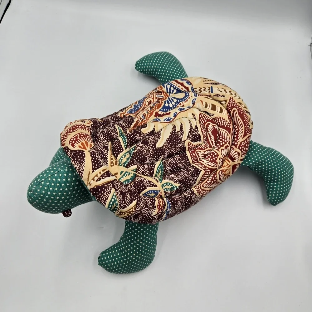Vtg Handmade Sea Turtle Plush Toy Quilted Removable Shell‎ Cottagecore Country